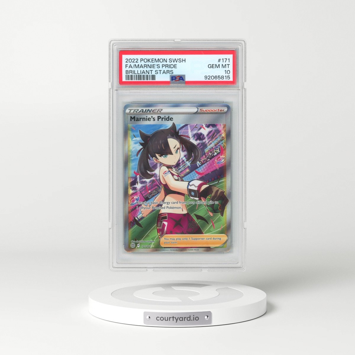 2022 Pokémon Sword & Shield Brilliant Stars #171 Marnie's Pride - Full Art (PSA 10 GEM MINT)