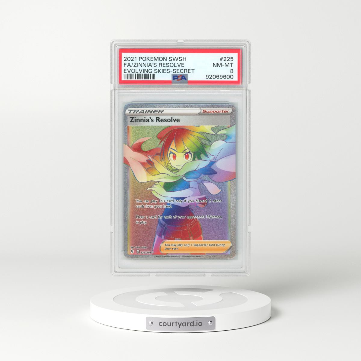 2021 Evolving Skies #225 Zinnia's Resolve - Full Art Holo (PSA 8 NM-MT)