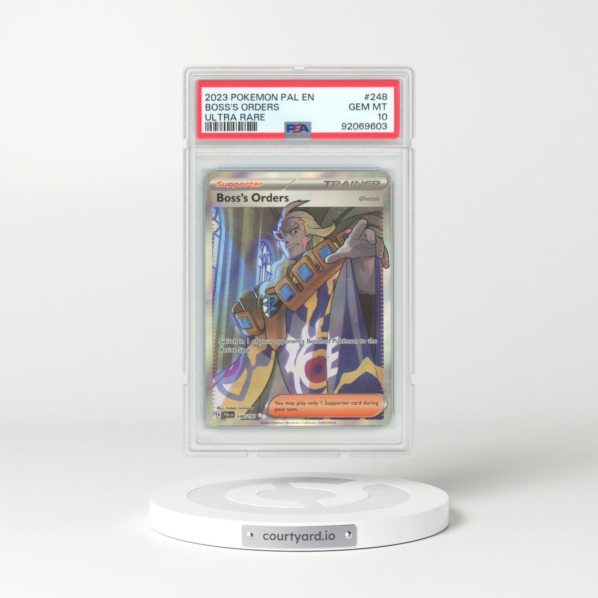 2023 Paldea Evolved #248 Boss's Orders - Full Art Holo (PSA 10 GEM MINT)