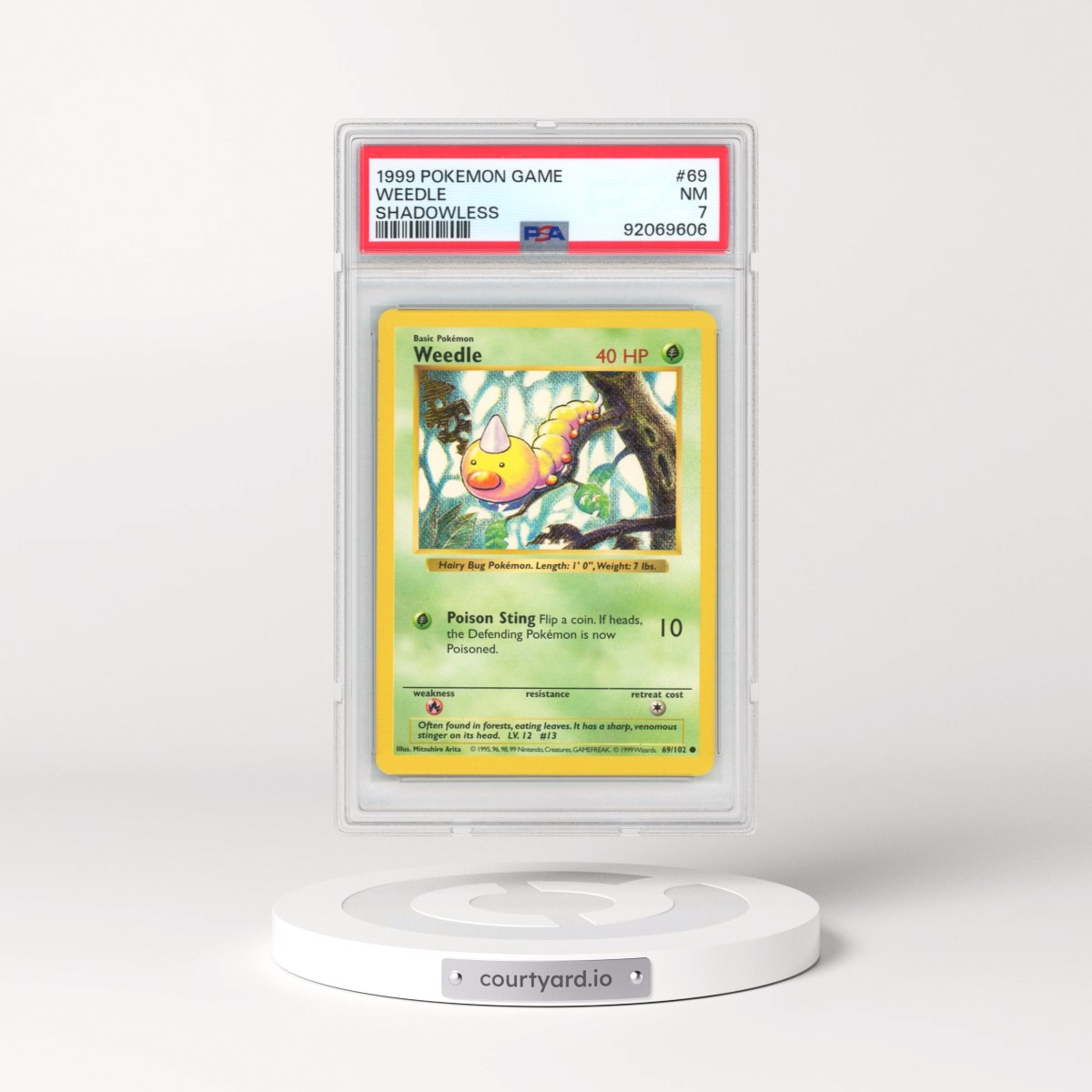 1999 Base Set #69 Weedle - Shadowless (PSA 7 NM)