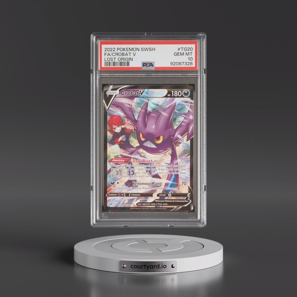 2022 Pokémon Sword & Shield Lost Origin #TG20 Crobat V - Holo Full Art (PSA 10 GEM MINT)