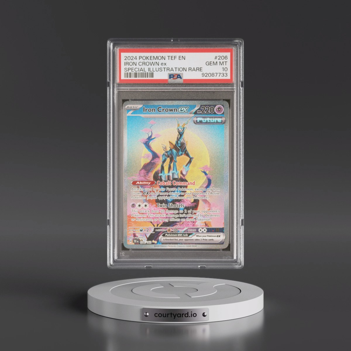 2024 Pokémon Tef EN-Temporal Forces #206 Iron Crown EX - Holo Special Illustration Rare (PSA 10 GEM MINT)
