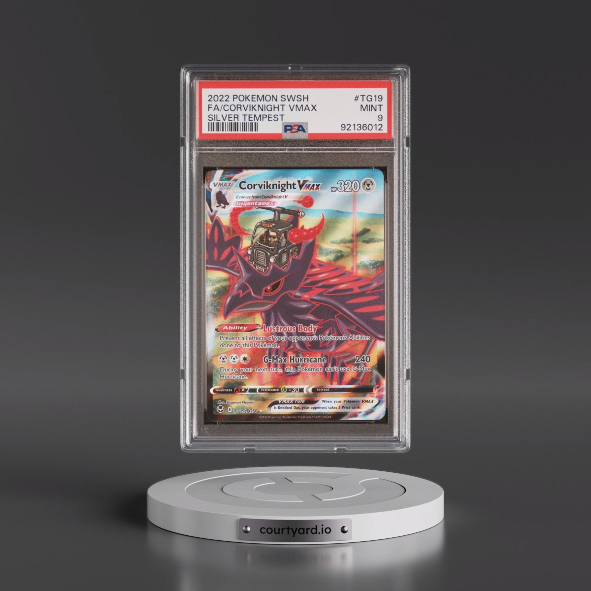 2022 Pokémon Sword & Shield Silver Tempest #TG19 Corviknight Vmax - Full Art (PSA 9 MINT)
