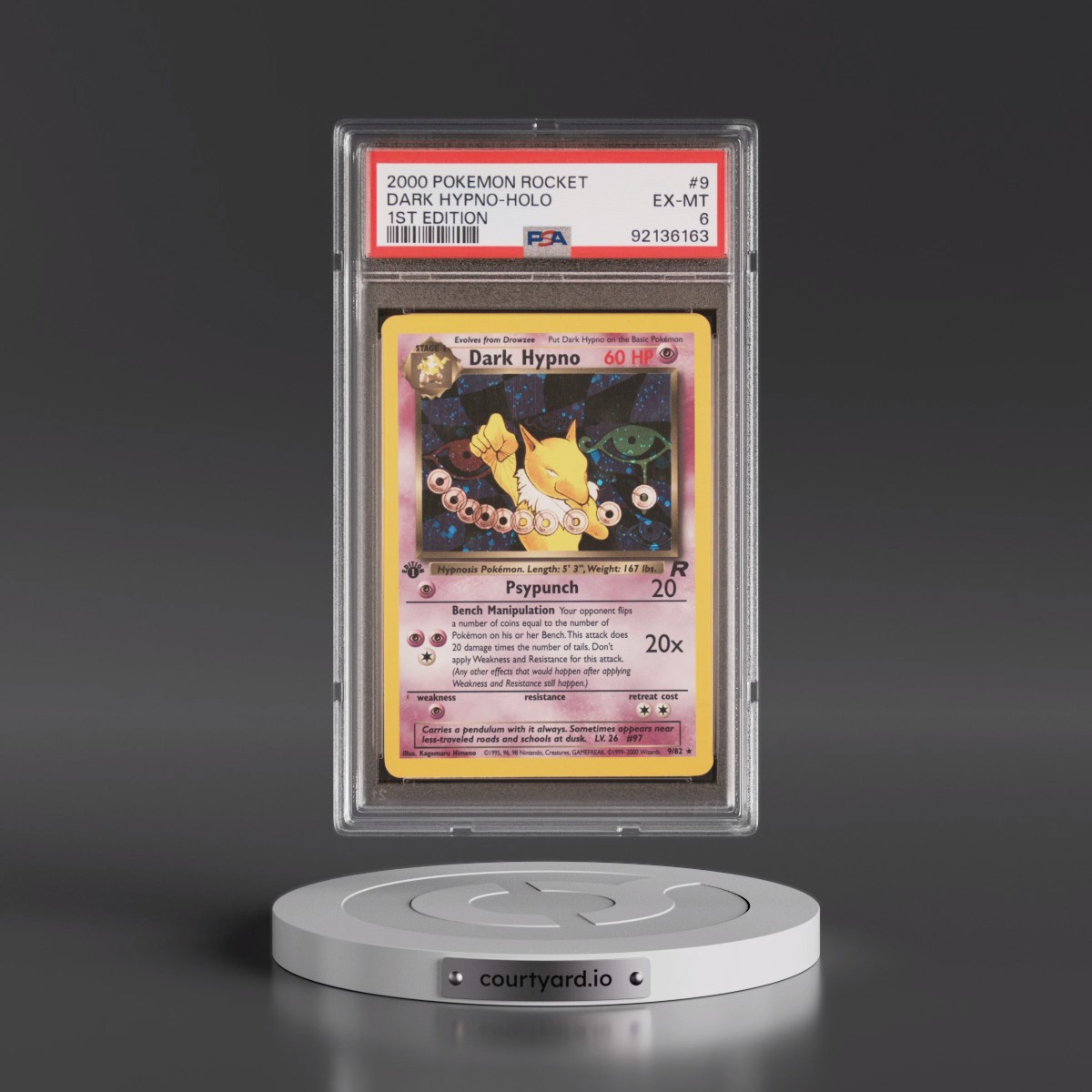 2000 Pokémon Rocket #9 Dark Hypno - 1st Edition Holo (PSA 6 EX-MT)
