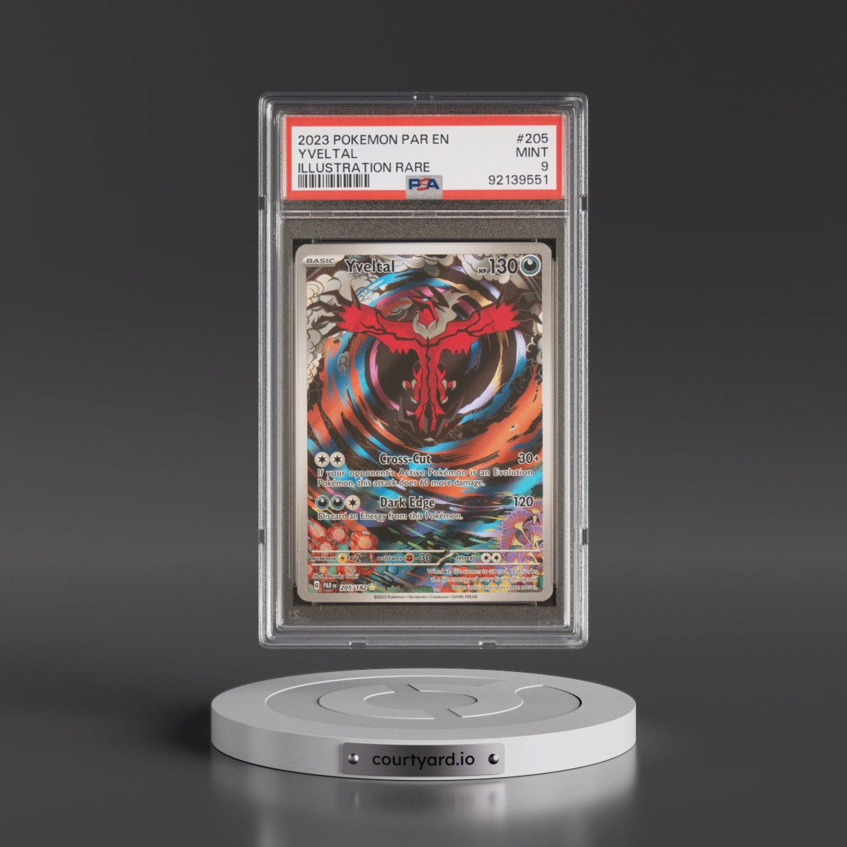 2023 Pokémon Par EN-Paradox Rift #205 Yveltal - Illustration Rare (PSA 9 MINT)