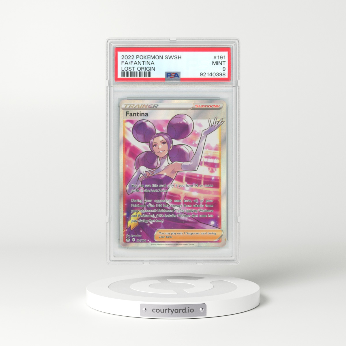 2022 Lost Origin #191 Fantina - Full Art Holo (PSA 9 MINT)