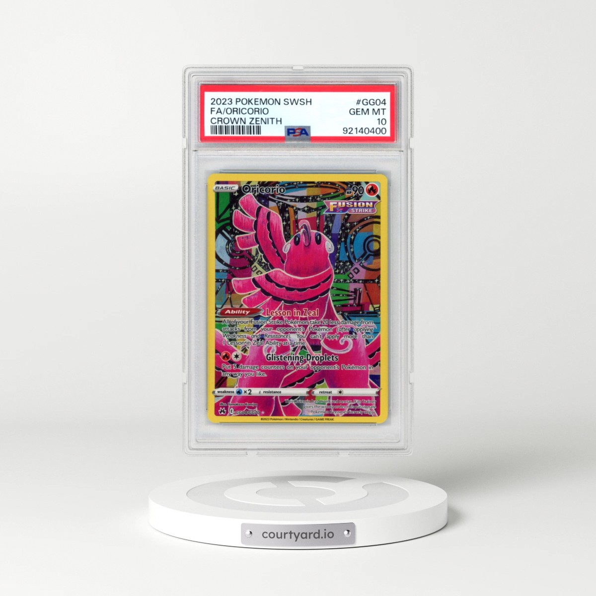 2023 Pokémon Sword and Shield Crown Zenith #GG04 Oricorio - Full Art (PSA 10 GEM MINT)