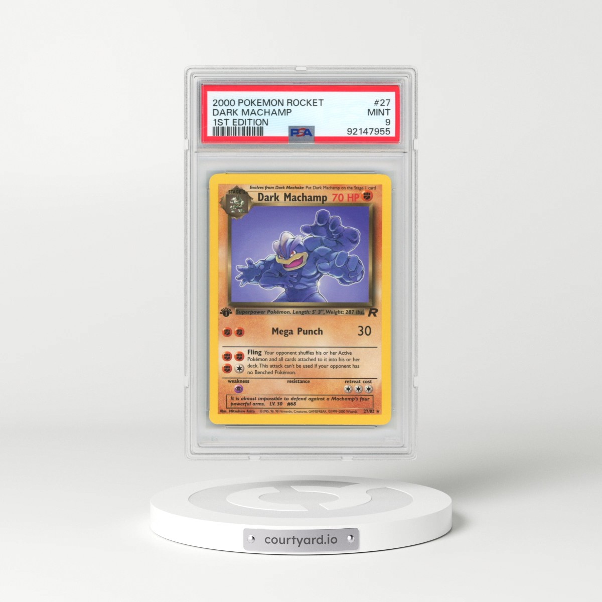 2000 Pokémon Rocket #27 Dark Machamp - 1st Edition (PSA 9 MINT)