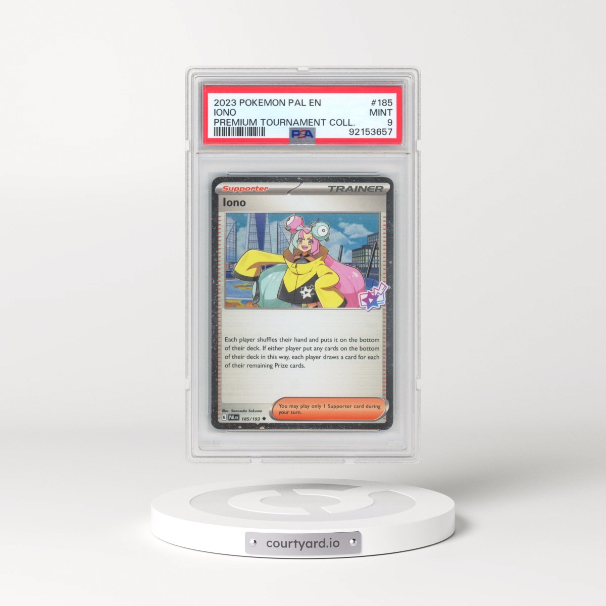 2023 Pokémon Pal EN-Paldea Evolved #185 Iono - Iono Premium Tournament Collection (PSA 9 MINT)