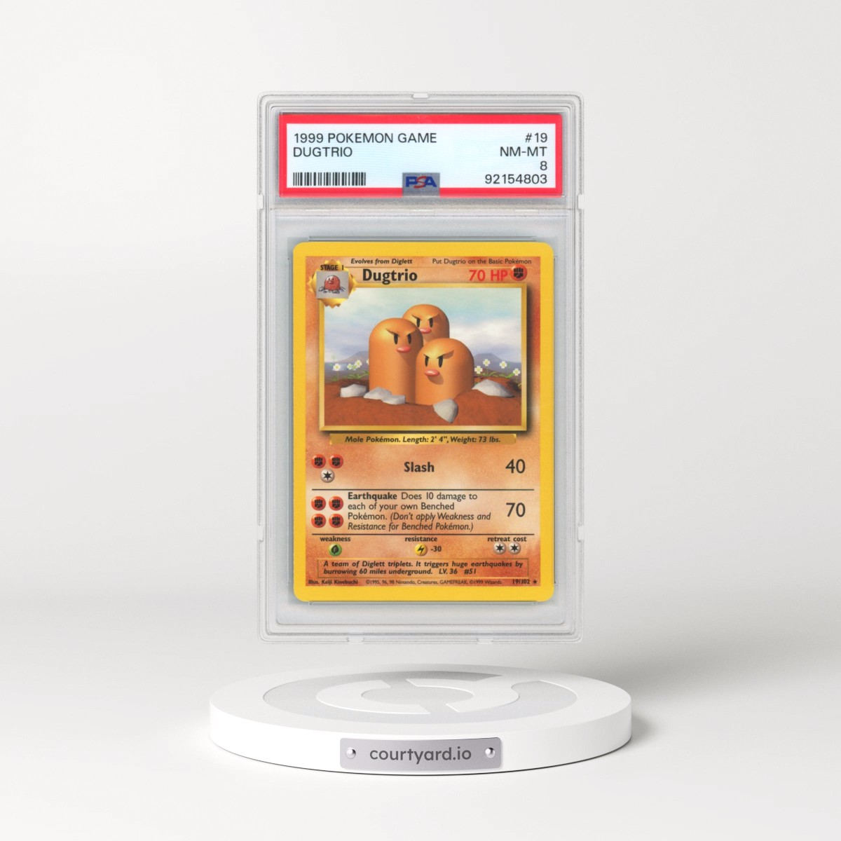 1999 Pokémon Game #19 Dugtrio (PSA 8 NM-MT)