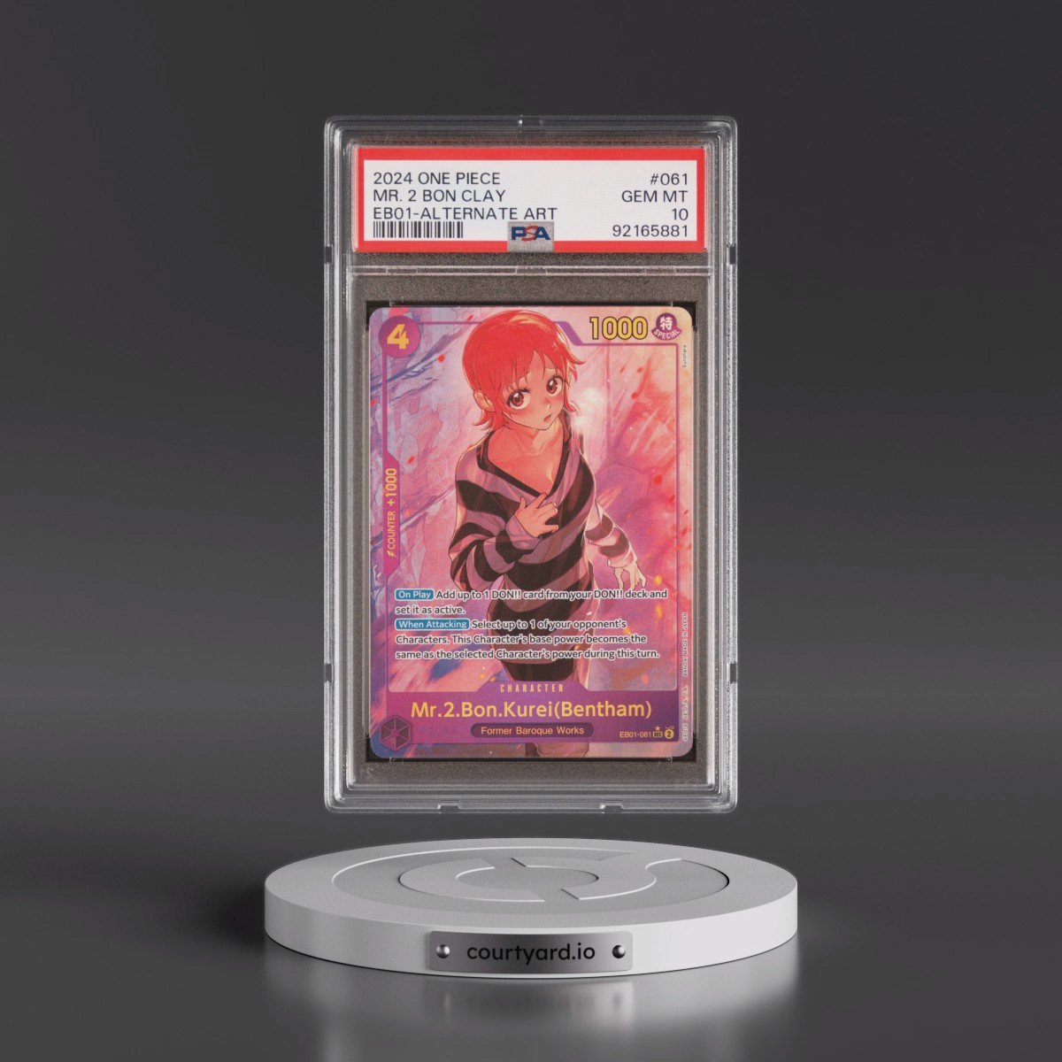 2024 One Piece EB01-Extra Booster -Memorial Collection #061 Mr. 2 Bon Clay - Alternate Art (PSA 10 GEM MINT)