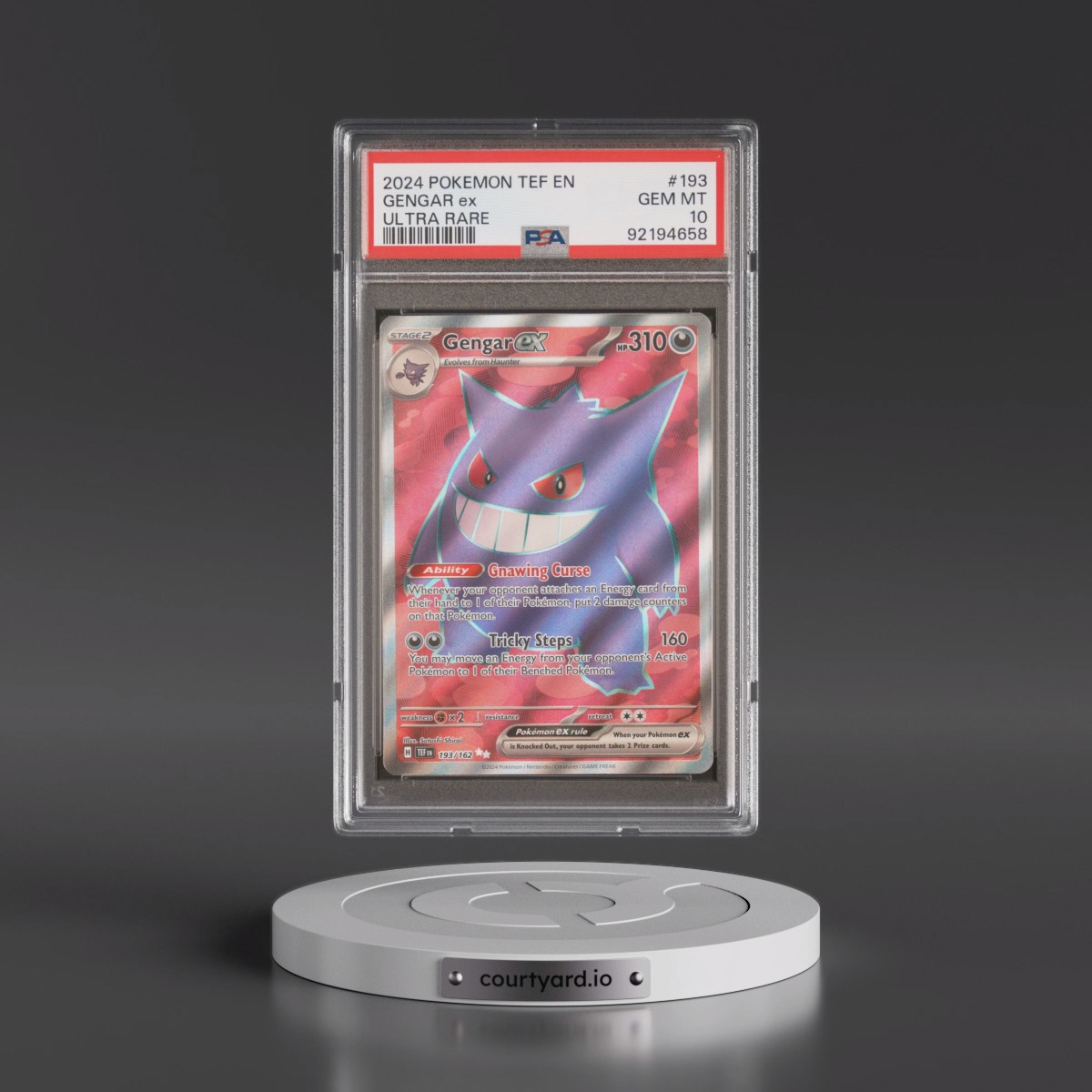 2024 Pokémon Tef EN-Temporal Forces #193 Gengar EX - Holo Ultra Rare (PSA 10 GEM MINT)