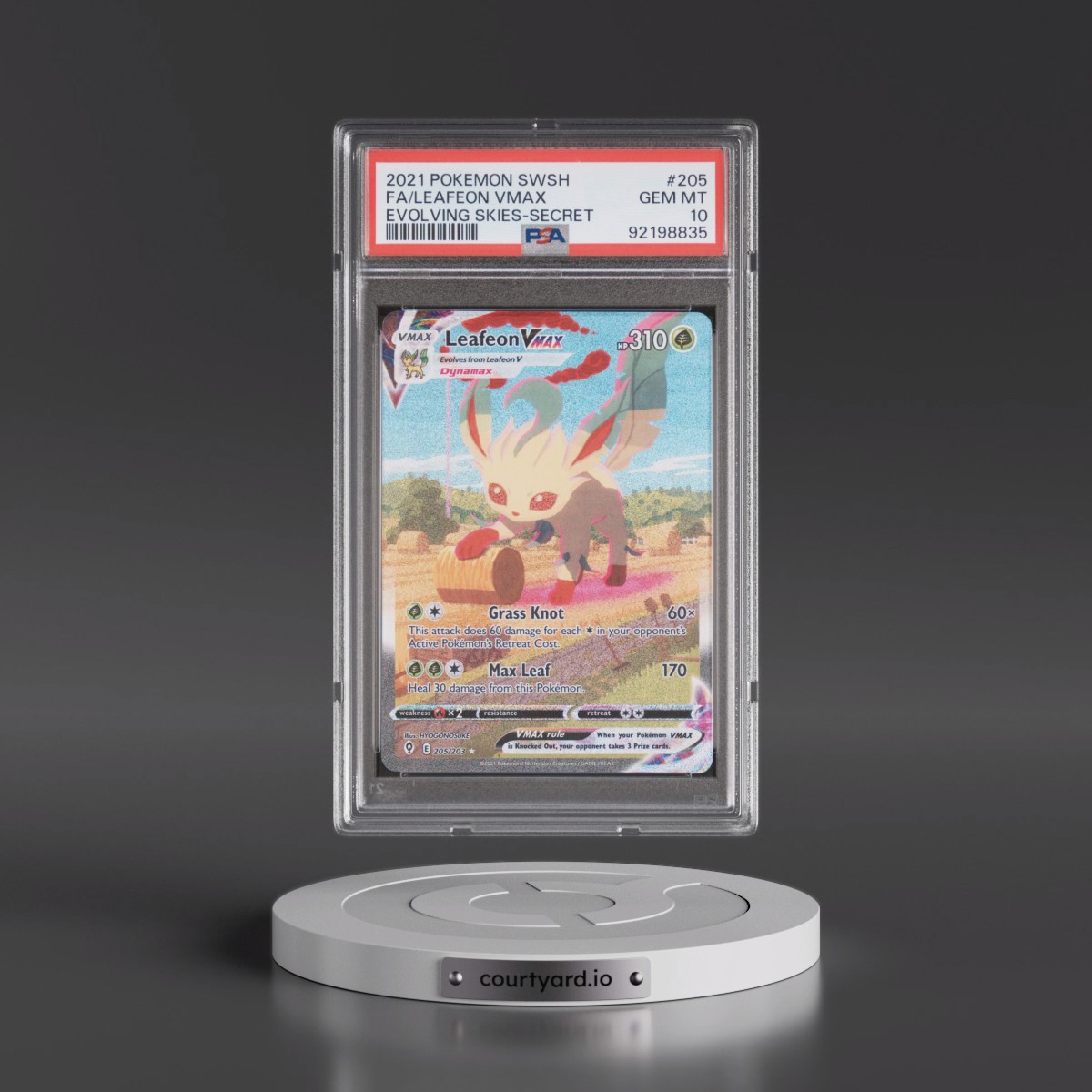 2021 Pokémon Sword & Shield Evolving Skies #205 Leafeon Vmax - Full Art Secret (PSA 10 GEM MINT)