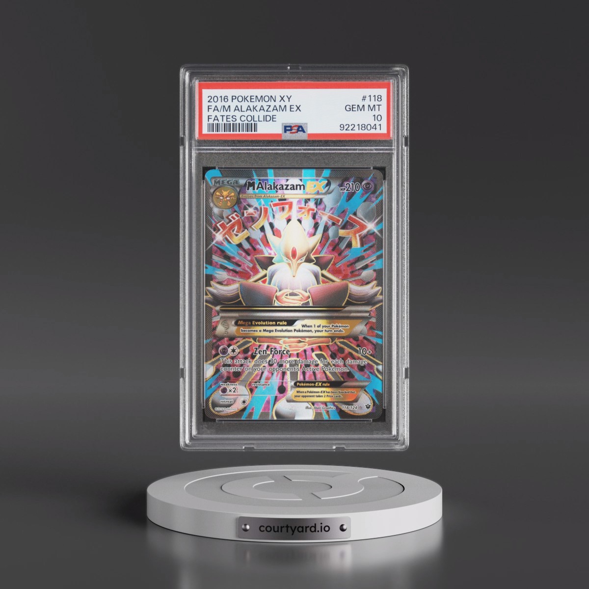 2016 Pokémon XY Fates Collide #118 M Alakazam EX - Holo Full Art (PSA 10 GEM MINT)