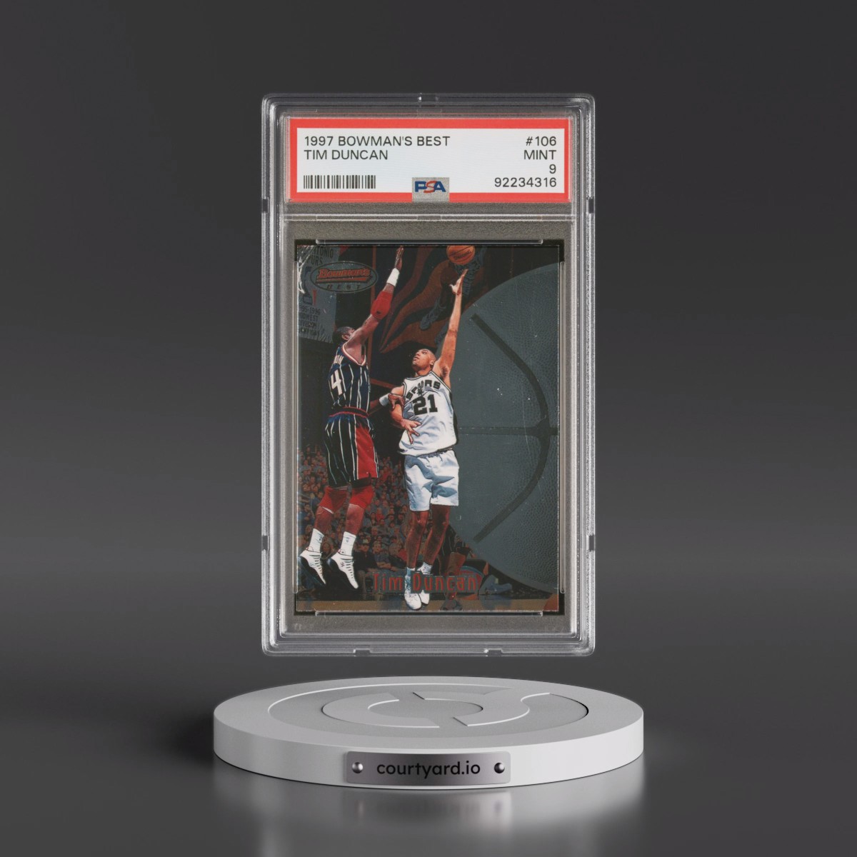 1997 Bowman's Best #106 Tim Duncan (PSA 9 MINT)