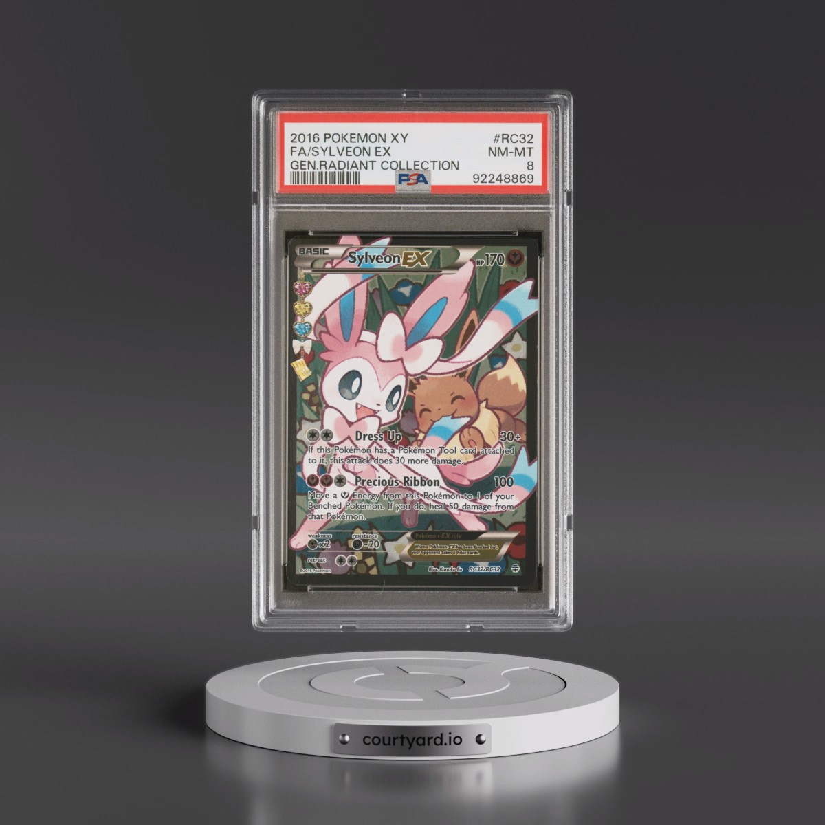 2016 Pokémon XY Generations Radiant Collection #RC32 Sylveon EX - Holo Full Art (PSA 8 NM-MT)