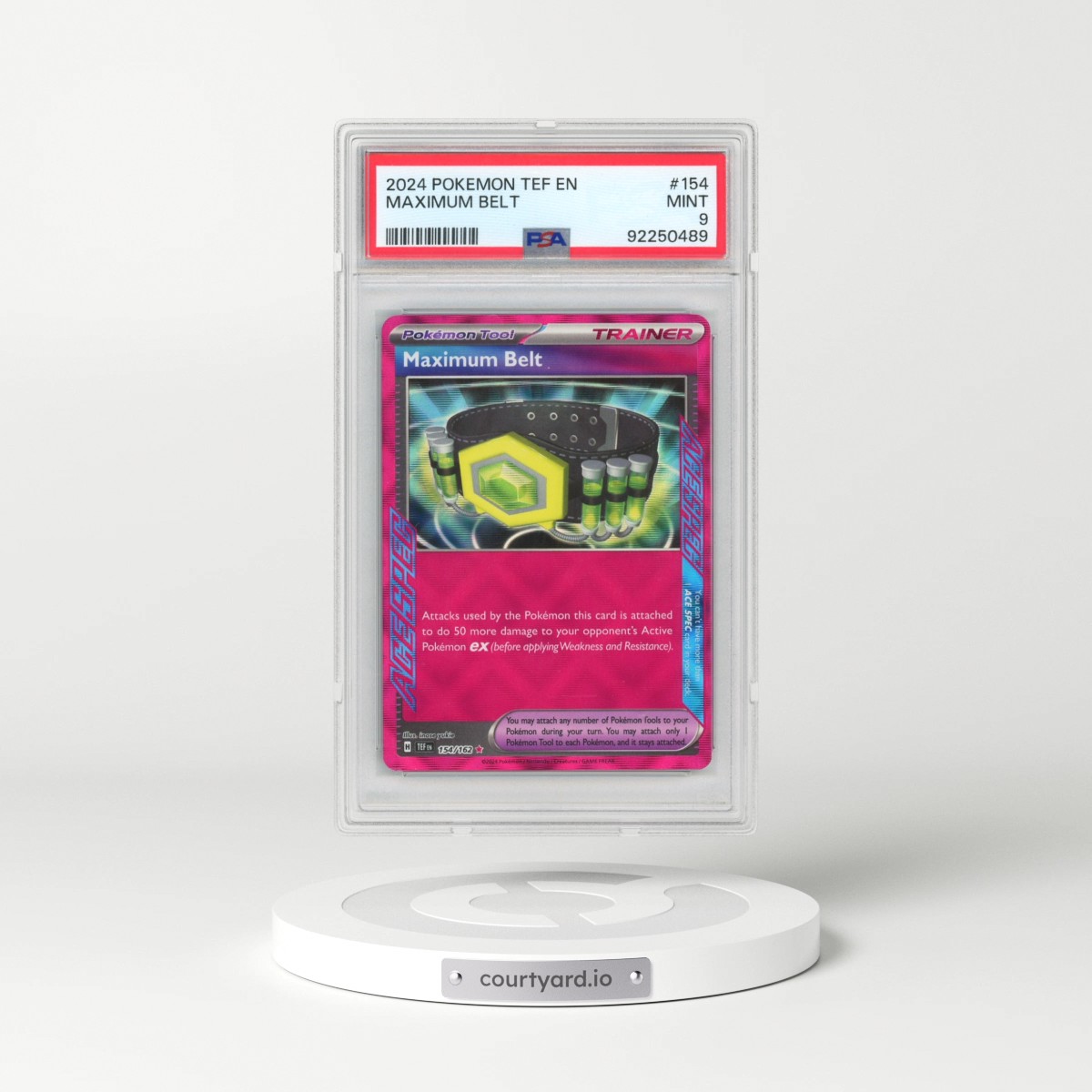 2024 Pokémon Tef EN-Temporal Forces #154 Maximum Belt (PSA 9 MINT)