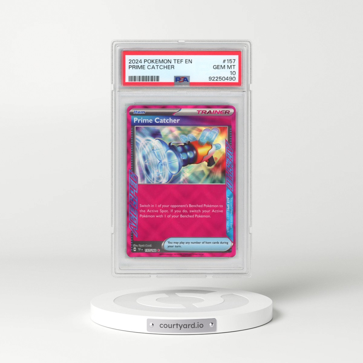2024 Pokémon Tef EN-Temporal Forces #157 Prime Catcher (PSA 10 GEM MINT)