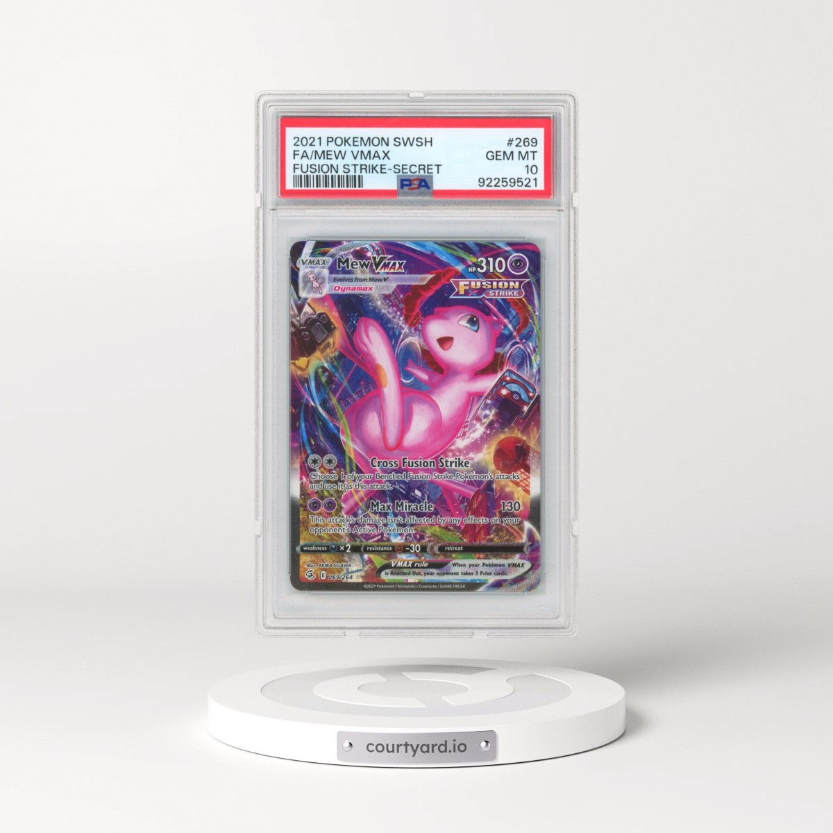 2021 Pokémon Sword & Shield Fusion Strike #269 Mew Vmax - Full Art Secret (PSA 10 GEM MINT)