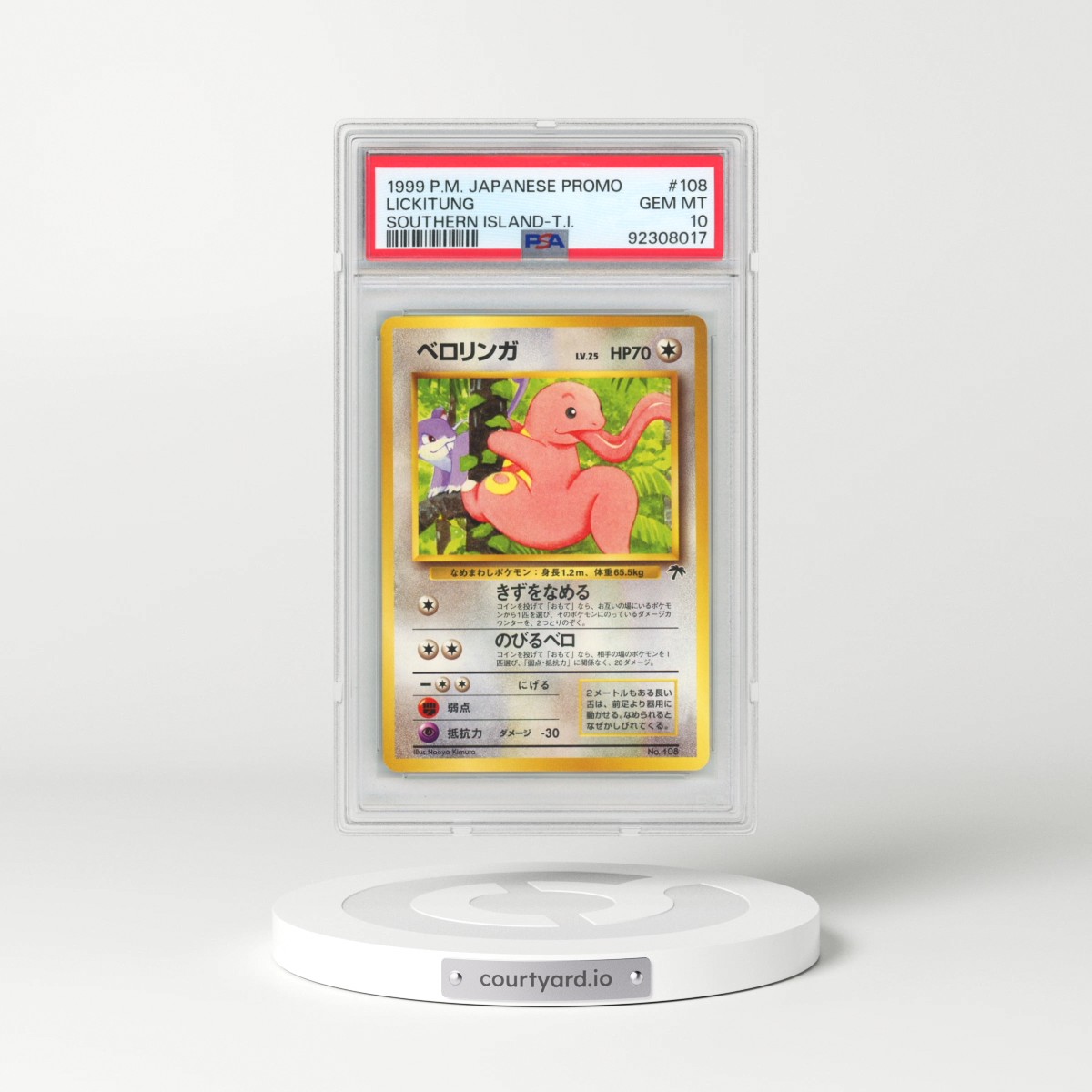 1999 Pokémon Promo Southern Islands #108 Lickitung - Southern Island-T.I. (PSA 10 GEM MINT)