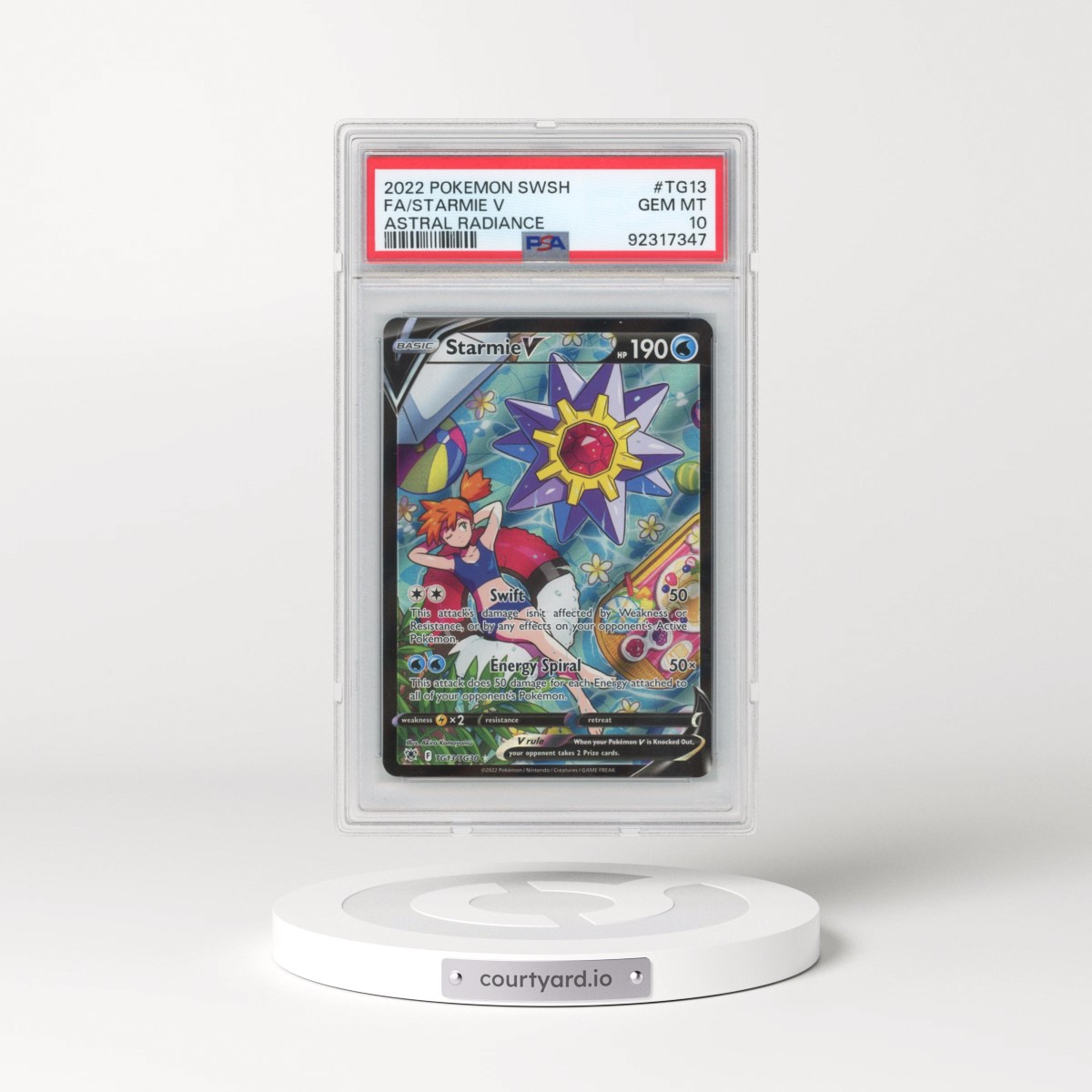 2022 Pokémon Sword & Shield Astral Radiance #TG13 Starmie V - Holo Full Art (PSA 10 GEM MINT)