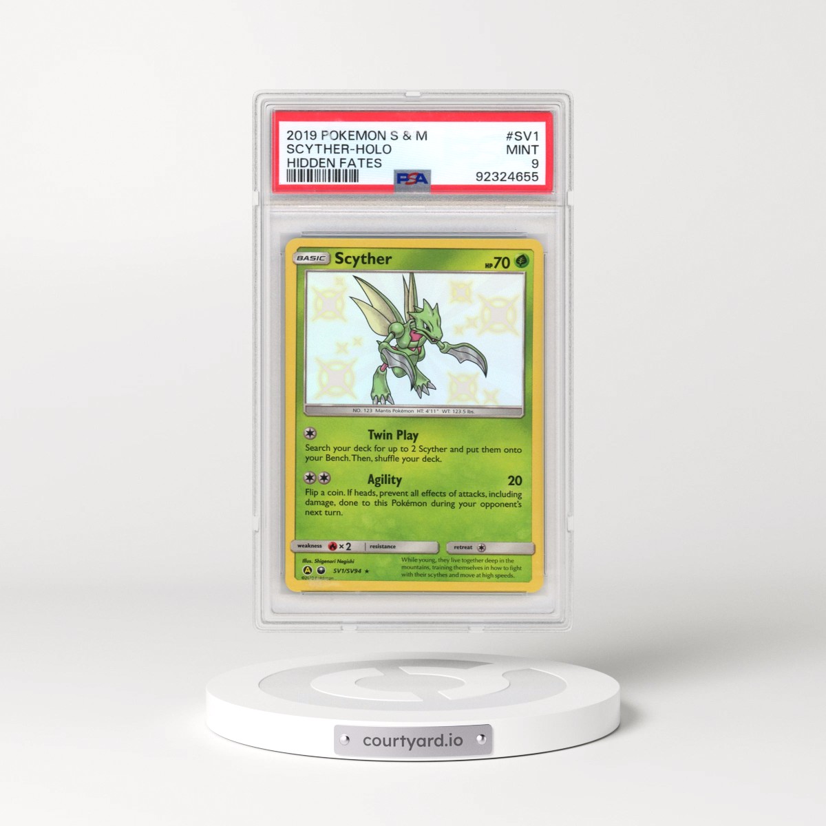 2019 Hidden Fates #SV1 Scyther - Holo (PSA 9 MINT)
