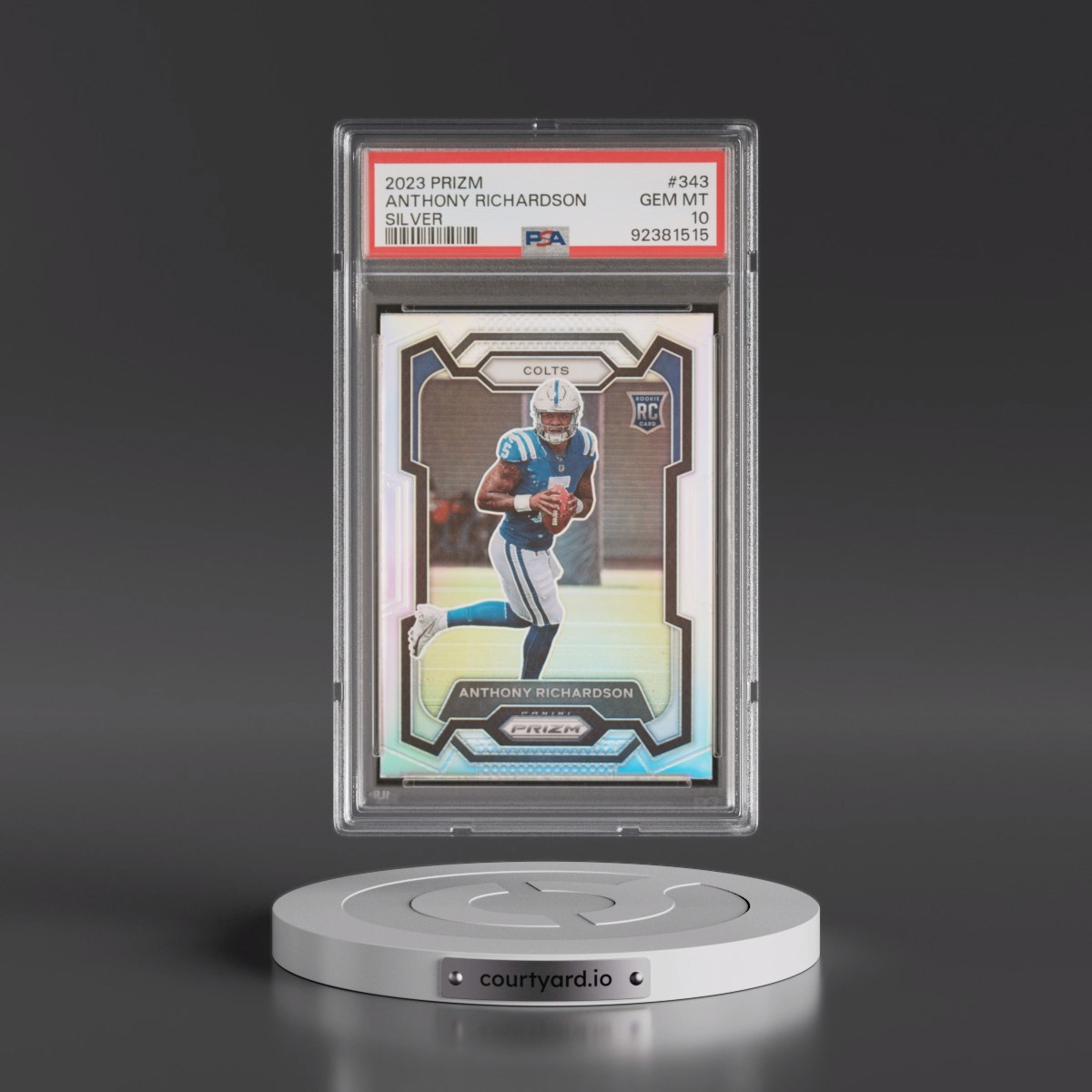 2023 Panini Prizm #343 Anthony Richardson - Silver Prizm (PSA 10 GEM MINT)