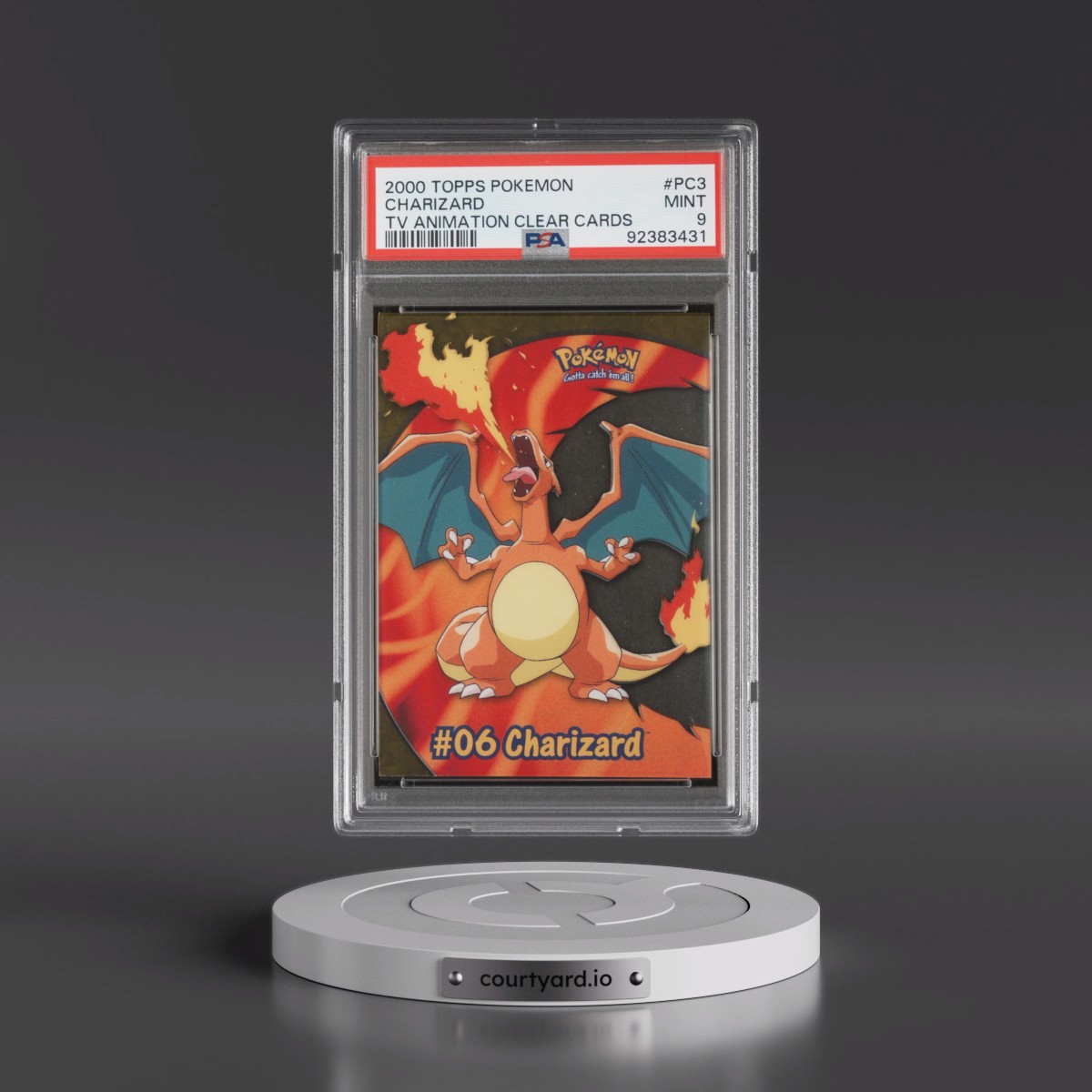 2000 Topps Pokémon TV Animation Clear Cards #PC3 Charizard (PSA 9 MINT)
