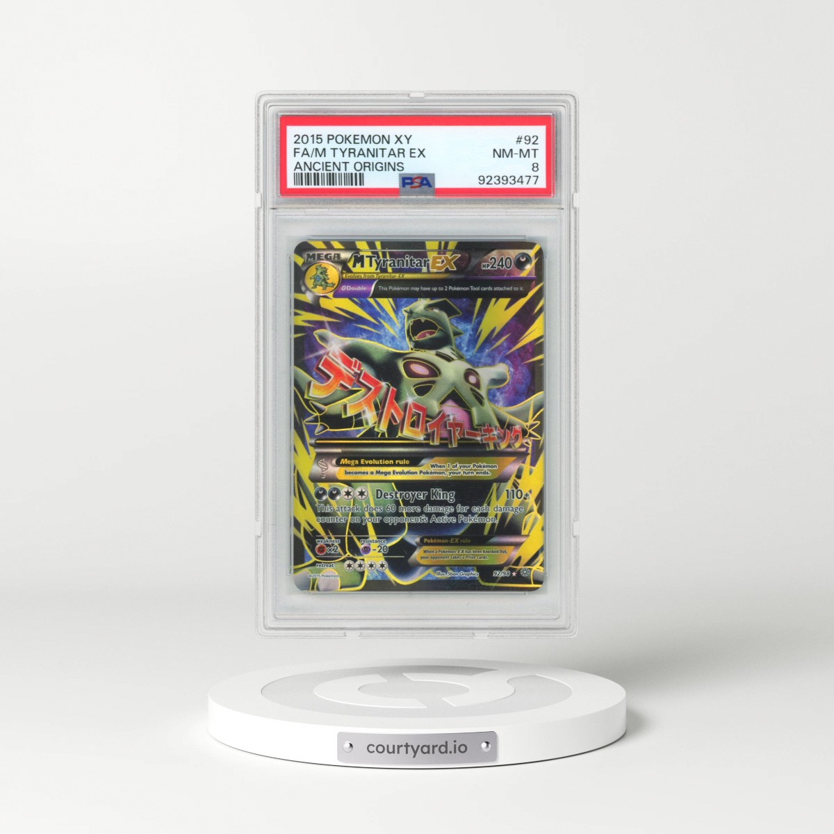 2015 Pokémon XY Ancient Origins #92 M Tyranitar EX - Holo Full Art (PSA 8 NM-MT)