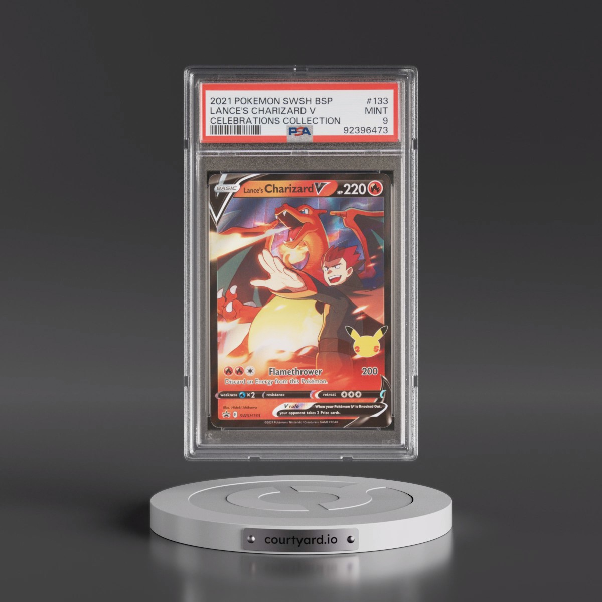 2021 Pokémon Swsh Black Star Promo #133 Lance's Charizard V - Holo Celebrations Collection (PSA 9 MINT)