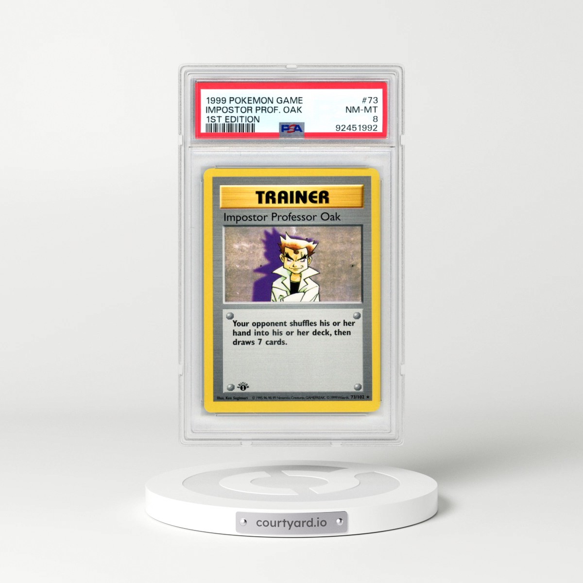 1999 Pokémon Game #73 Impostor Professor Oak - 1st Edition (PSA 8 NM-MT)