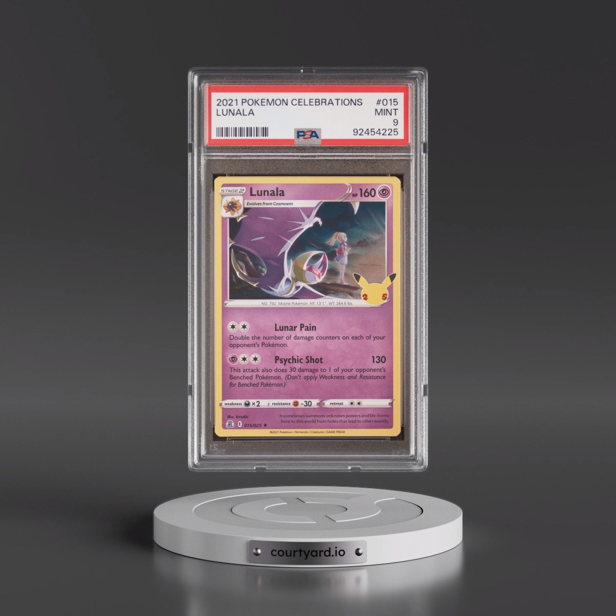 2021 Pokémon Celebrations #015 Lunala (PSA 9 MINT)