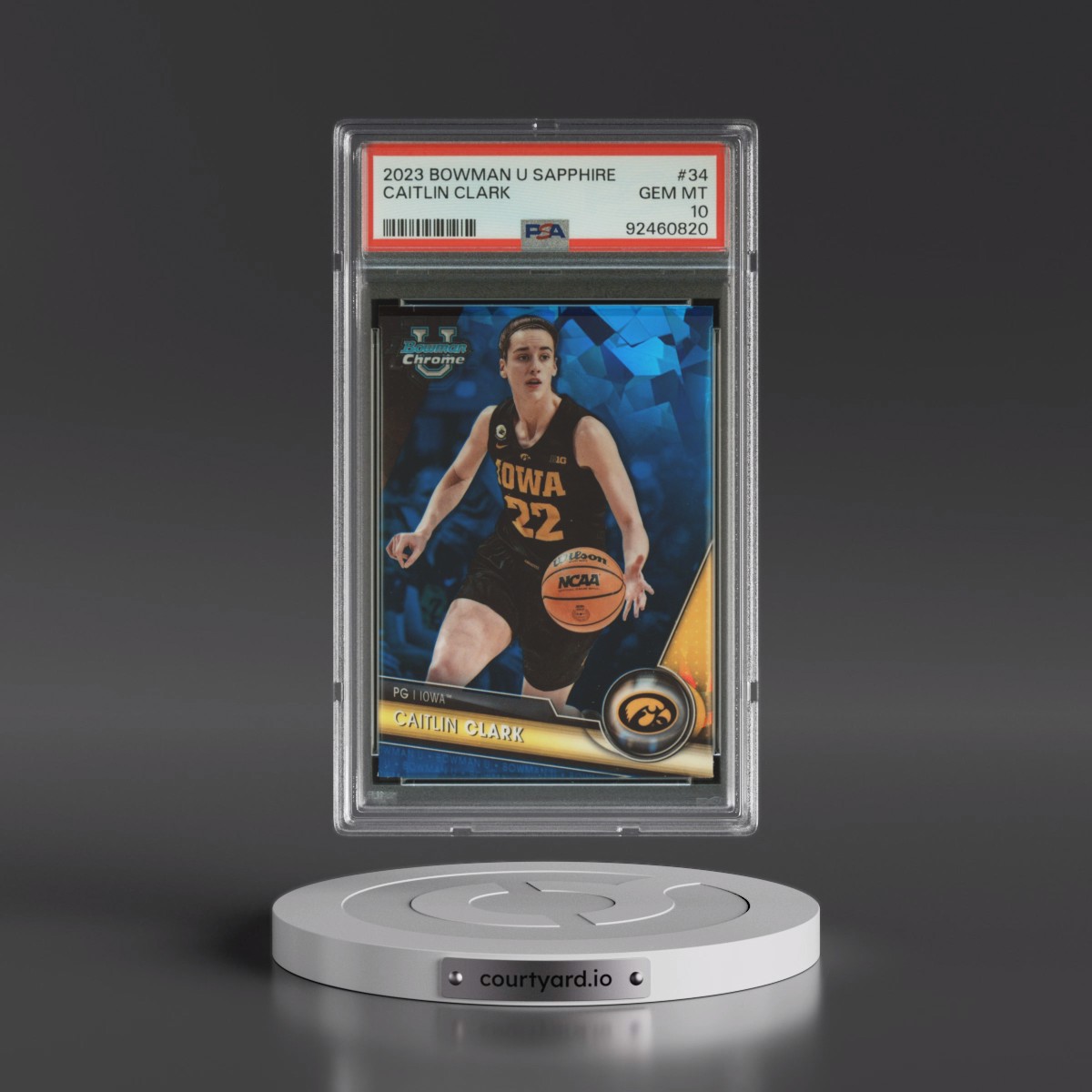 2023 Bowman University Chrome Sapphire Caitlin Clark #34 PSA 10