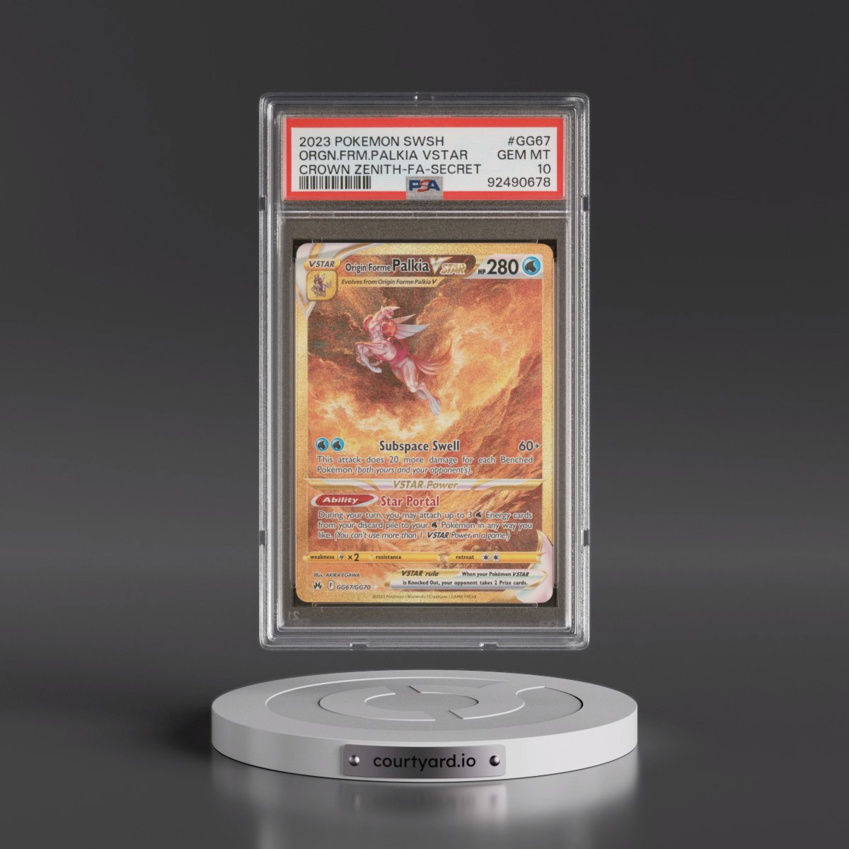 2023 Pokémon Sword and Shield Crown Zenith #GG67 Origin Forme Palkia Vstar - Full Art Secret (PSA 10 GEM MINT)