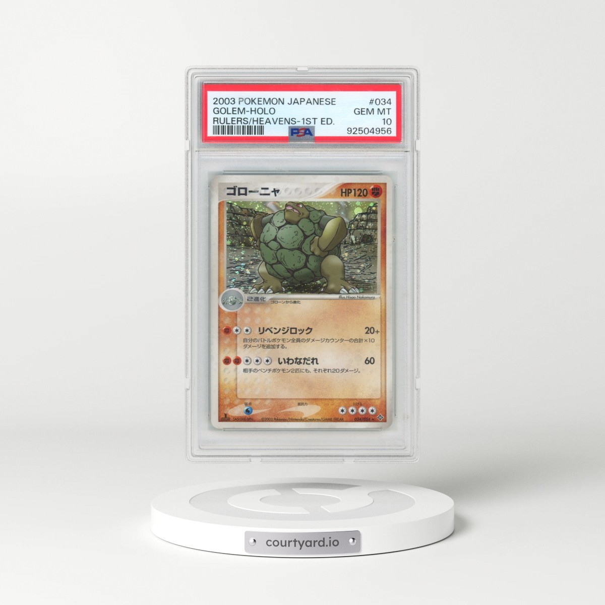 2003 Pokémon Rulers of the Heavens #034 Golem - 1st Edition Holo (PSA 10 GEM MINT)