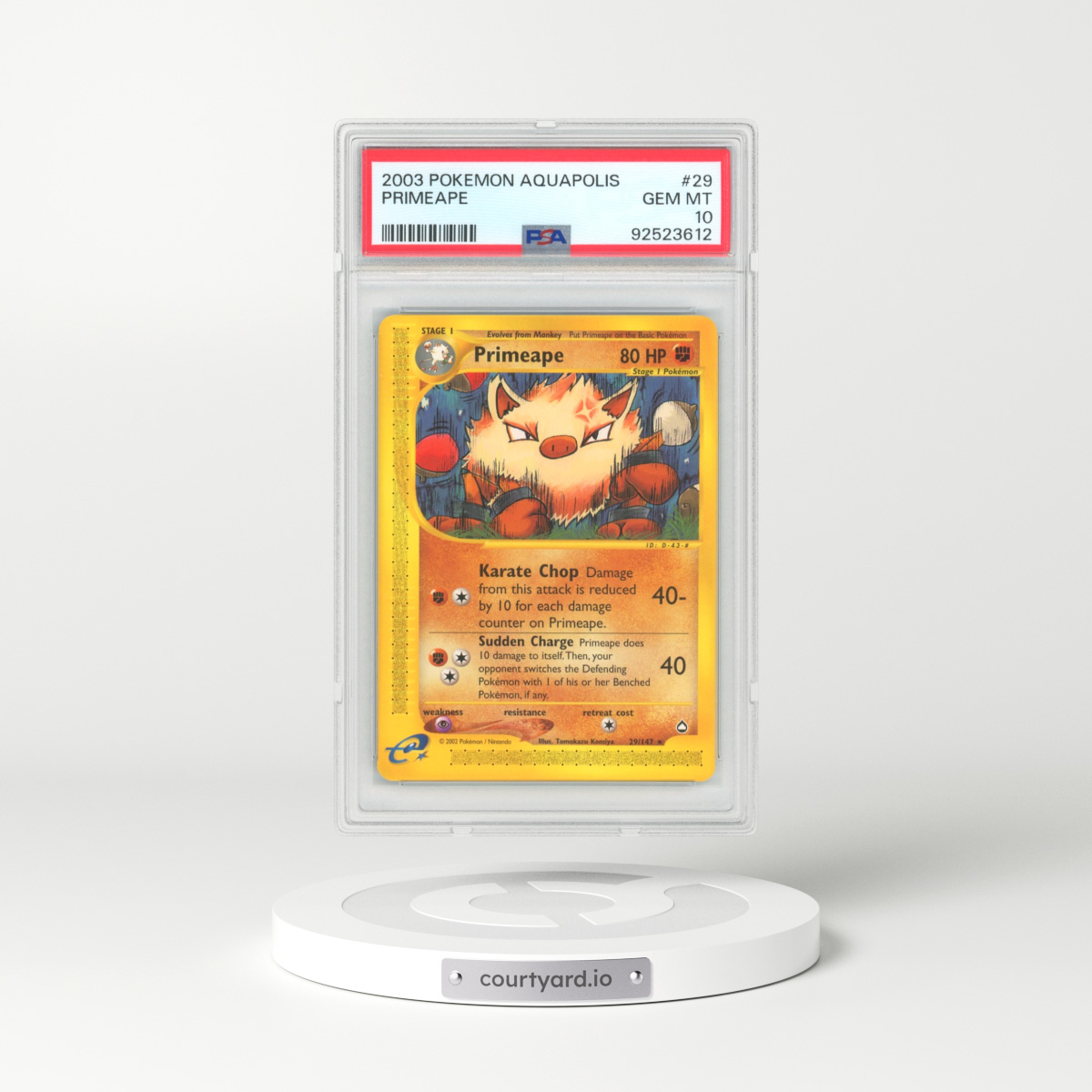 2003 Aquapolis #29 Primeape (PSA 10 GEM MINT)