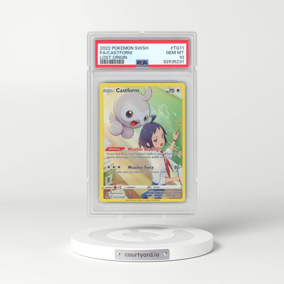 2022 Pokémon Sword & Shield Lost Origin #TG11 Castform - Full Art (PSA 10 GEM MINT)