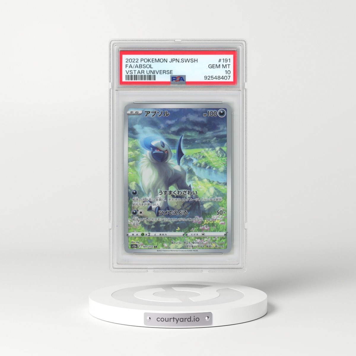 2022 Pokémon Sword & Shield Vstar Universe #191 Absol - Full Art (PSA 10 GEM MINT)