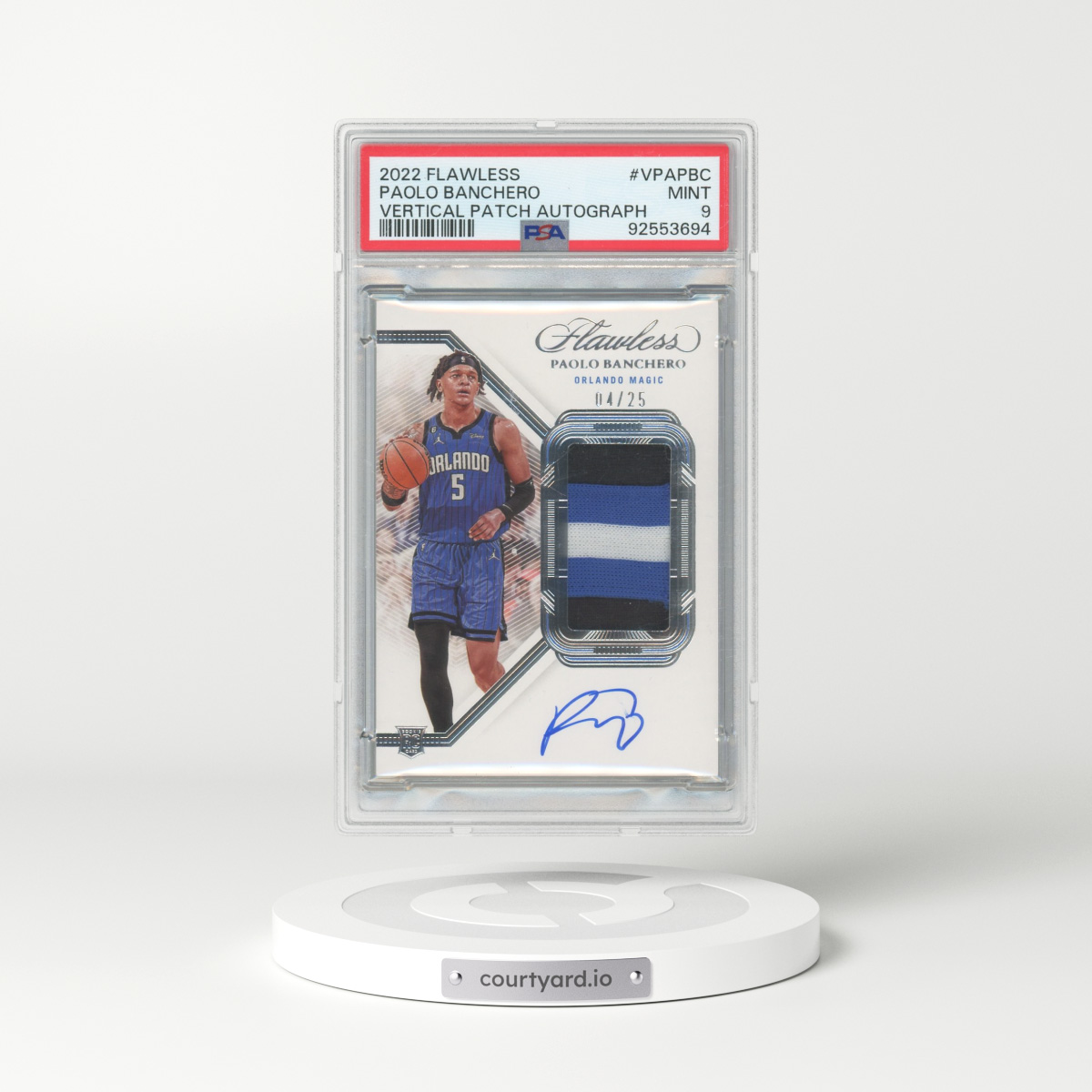 2022 Panini Flawless Vertical Patch Autographs #VPAPBC Paolo Banchero (PSA 9 MINT)