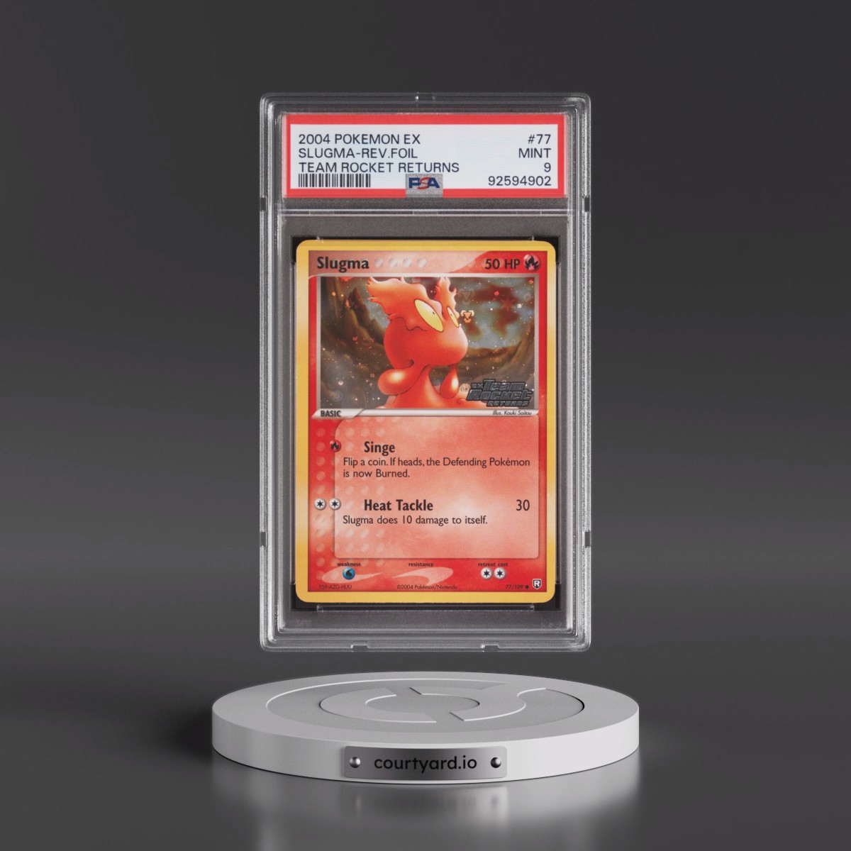 2004 Pokémon EX Team Rocket Returns #77 Slugma - Reverse Foil (PSA 9 MINT)