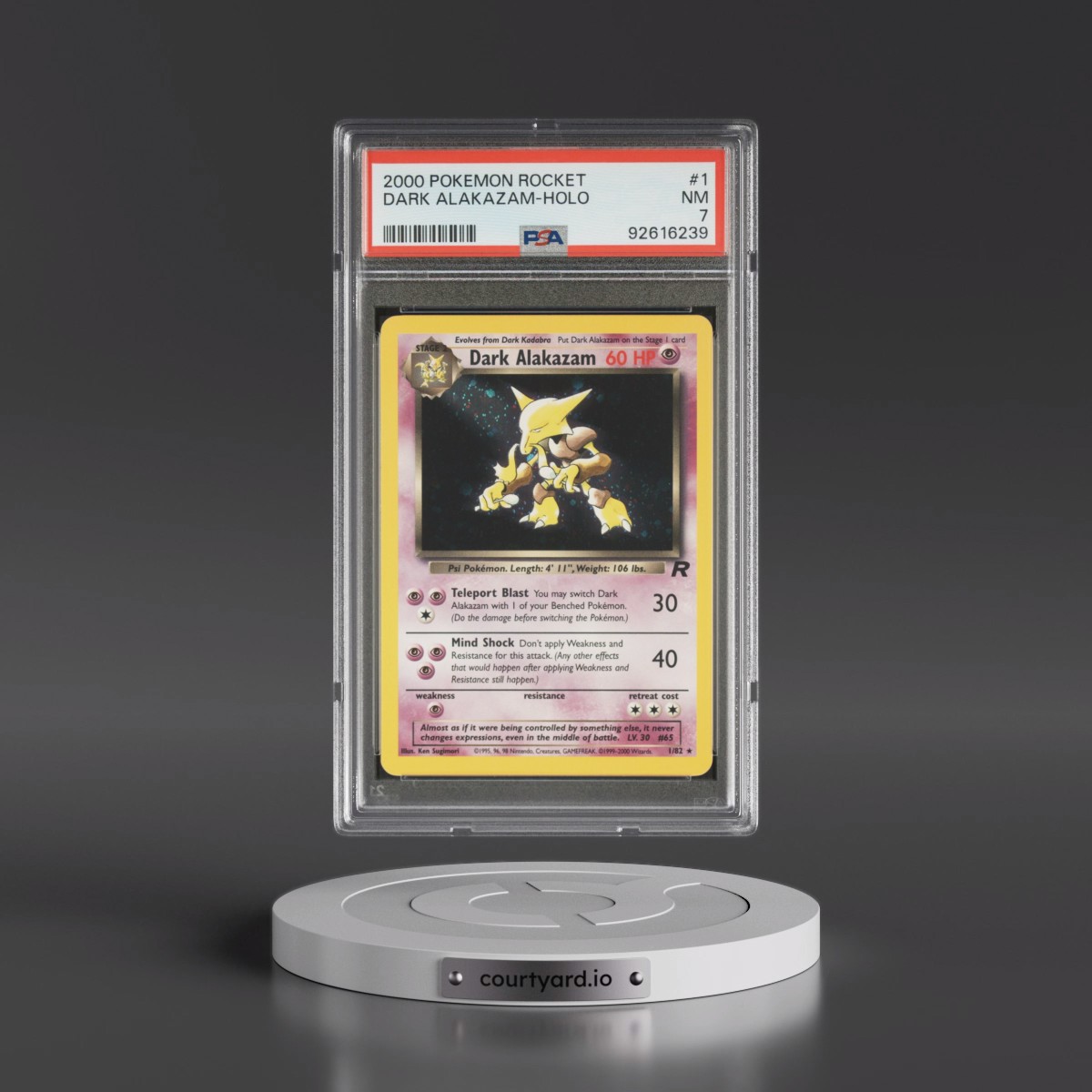 2000 Pokémon Rocket #1 Dark Alakazam - Holo (PSA 7 NM)