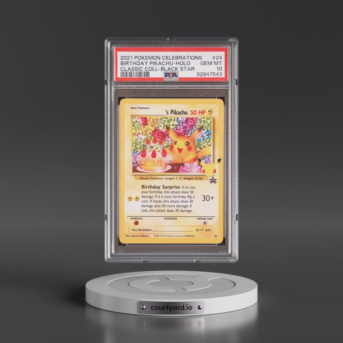 2021 Pokémon Celebrations Classic Collection #24 Birthday Pikachu - Holo (PSA 10 GEM MINT)