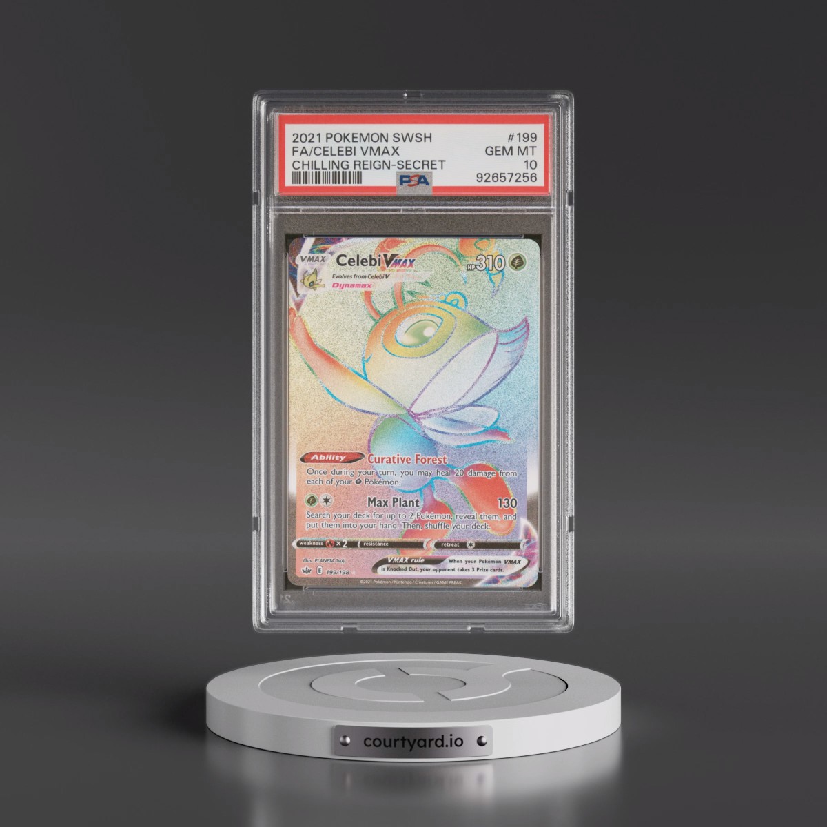 2021 Pokémon Sword & Shield Chilling Reign #199 Celebi Vmax - Full Art Secret (PSA 10 GEM MINT)