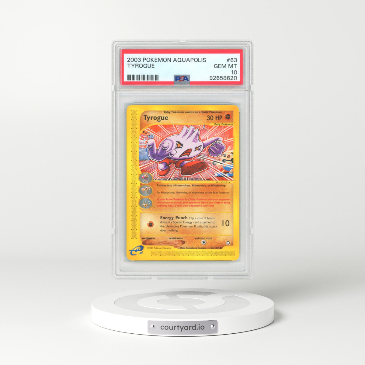 2003 Aquapolis #63 Tyrogue (PSA 10 GEM MINT)