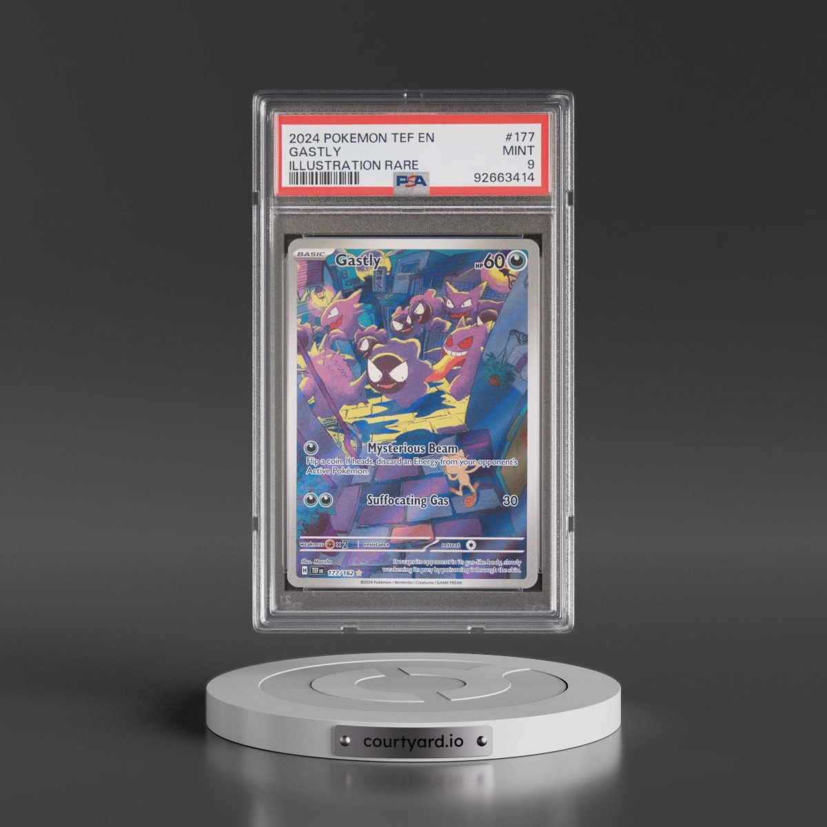 2024 Pokémon Tef EN-Temporal Forces #177 Gastly - Illustration Rare (PSA 9 MINT)
