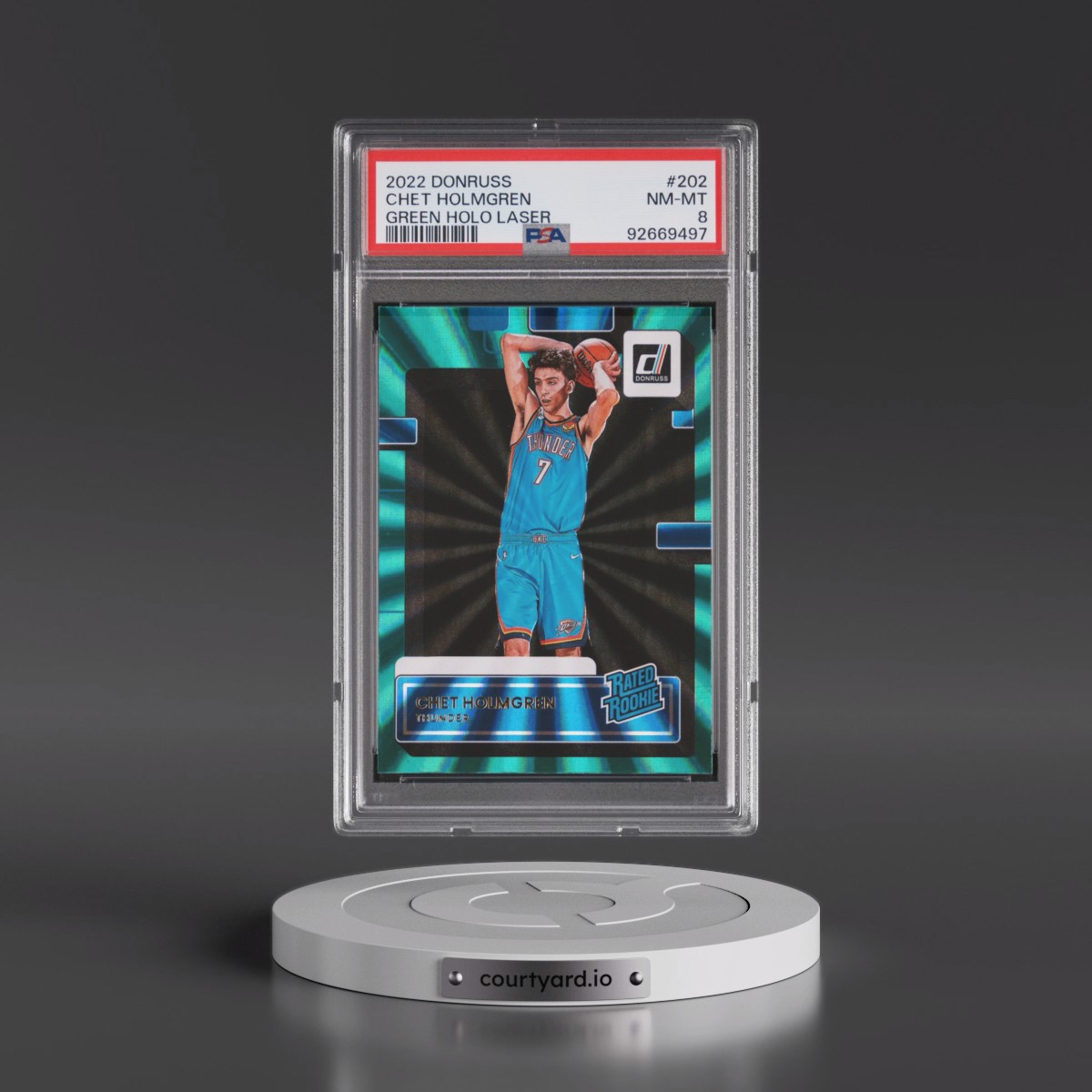 2022 Panini Donruss Chet Holmgren - Green Holo Laser #202 PSA 8