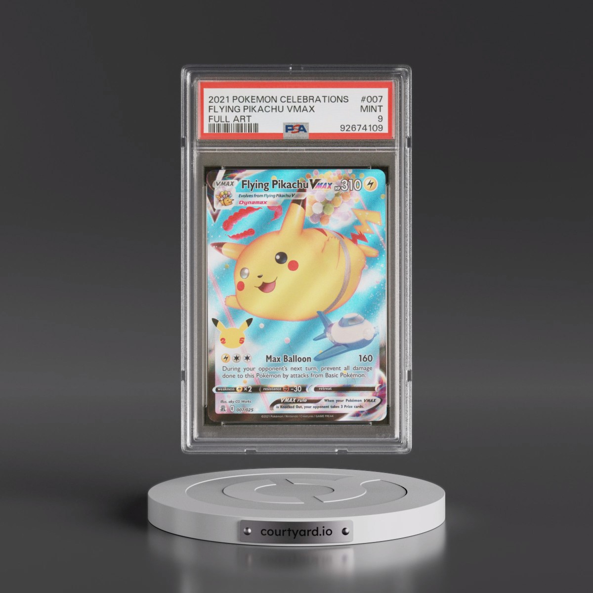 2021 Pokémon Celebrations #007 Flying Pikachu Vmax - Full Art (PSA 9 MINT)