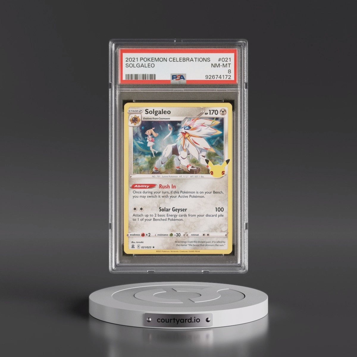 2021 Pokémon Celebrations #021 Solgaleo (PSA 8 NM-MT)