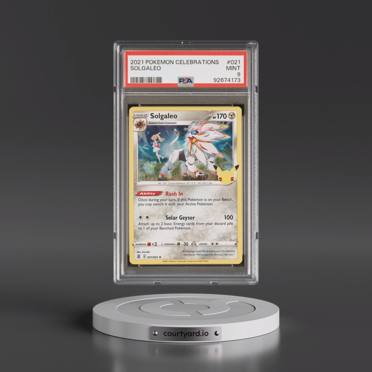 2021 Pokémon Celebrations #021 Solgaleo (PSA 9 MINT)