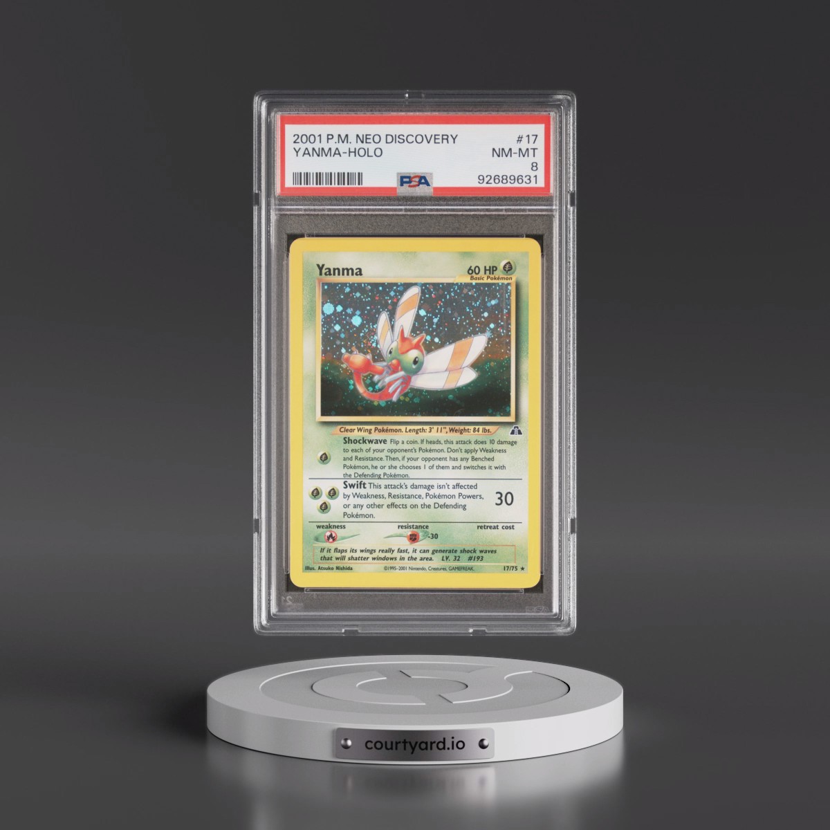 2001 Pokémon Neo Discovery #17 Yanma - Holo (PSA 8 NM-MT)
